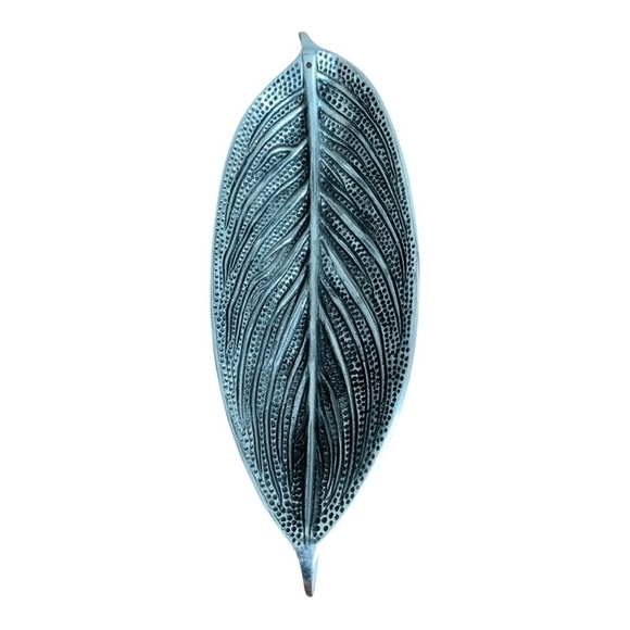 Leaf Serving Dish Footed Silver Metal Leaf Serving Bowl Platter Serveware - Picture 3 of 4